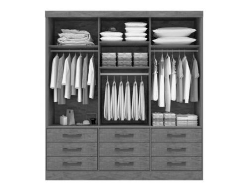 Alternative view of Guarda-Roupa Meridian 3 portas e 9 gavetas - Branco