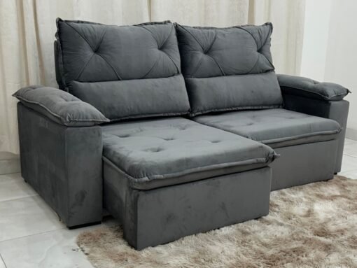 Sofá Retrátil e Reclinável REF 2030 2.00m - Cinza Veludão - Imagem 4