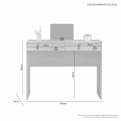 Alternative view of Escrivaninha Felícia 1.05m - Cinamomo