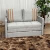 Sofa Cama Dominic 1.40m - Cinza Linho/Marrom Courino