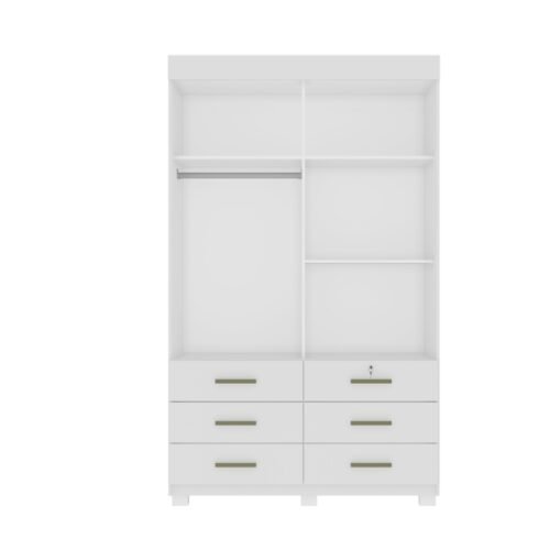 Alternative view of Guarda-Roupa Buzios 2 portas de correr Sem espelho 6 gavetas - Branco