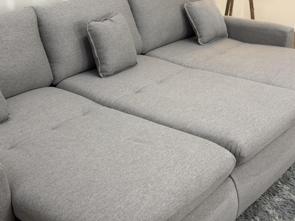 Sofá Cama Retrátil Reclinável Amaranto 2.70m 3 Módulos 80 - Cinza Linho - Imagem 6