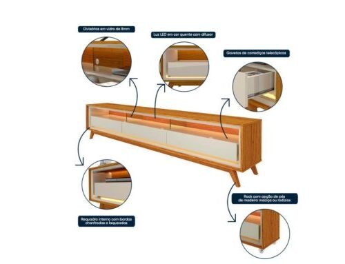 Alternative view of Rack Requinte 75" - Naturale/Off White