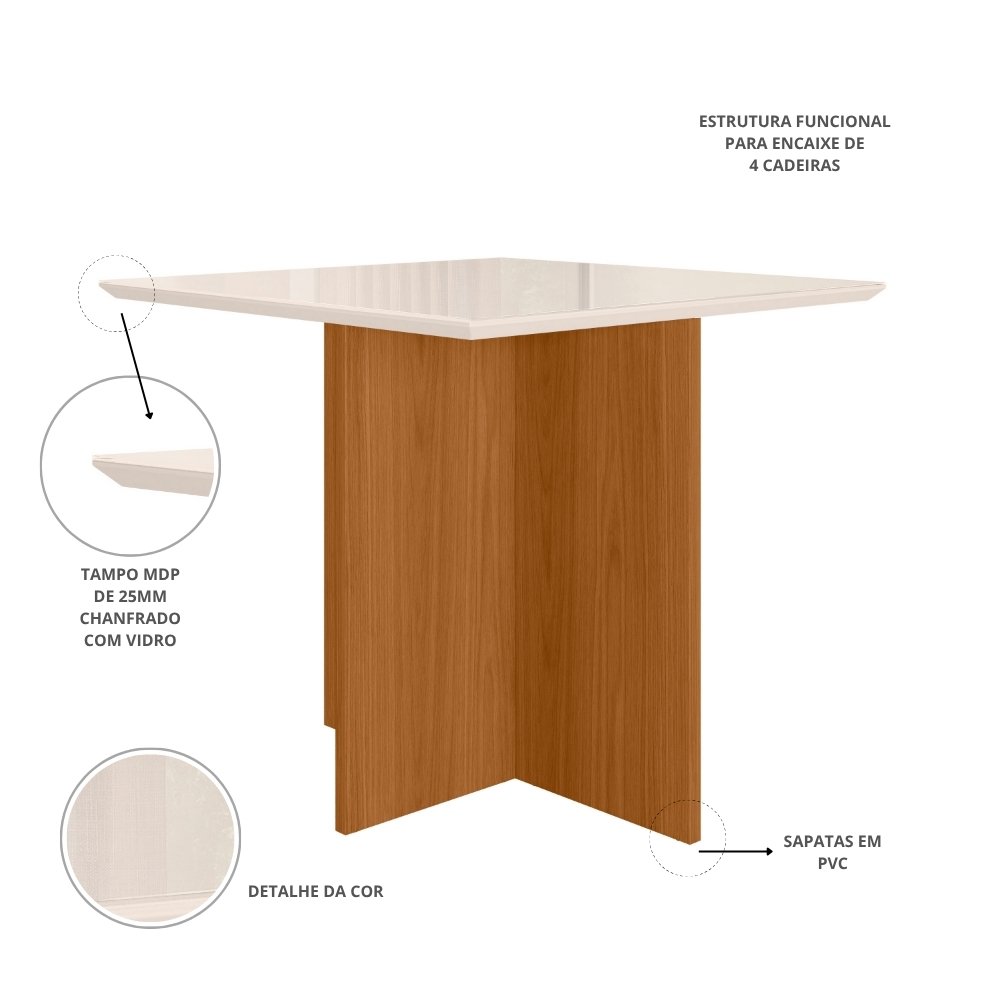 Mesa de Jantar Helo 0.90x0.90 - Mel/Off White - Imagem 2