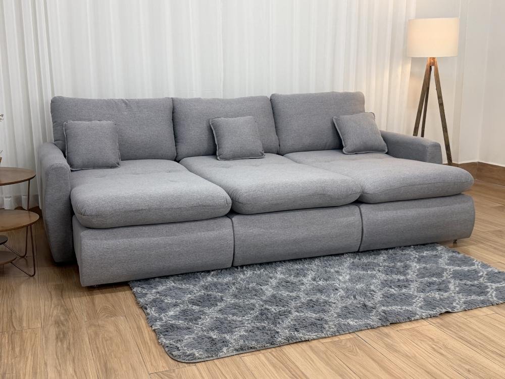 Sofá Cama Retrátil Reclinável Amaranto 2.70m 3 Módulos 80 - Cinza Linho - Imagem 4