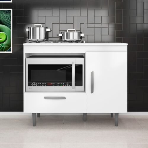 Balcão Alecrim Para Cooktop 4 Bocas 1 porta 1 gaveta – branco