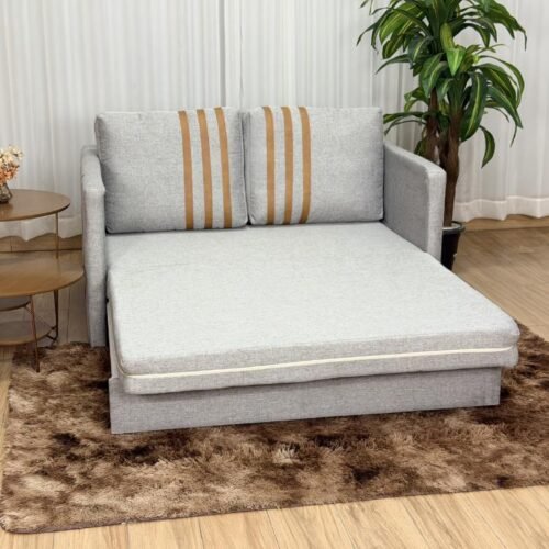 Alternative view of Sofa Cama Dominic 1.40m - Cinza Linho/Marrom Courino
