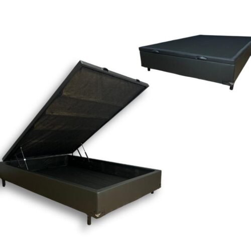 Base Baú Classic Casal - Preto Corino