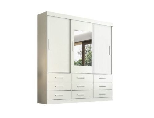 Alternative view of Guarda-Roupa New Star 3 Portas e 9 Gavetas Com Espelho e Pés - Branco