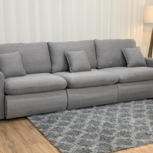Sofá Cama Retrátil Reclinável Amaranto 2.70m 3 Módulos 80 - Cinza Linho