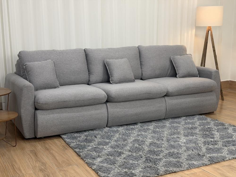 Sofá Cama Retrátil Reclinável Amaranto 2.70m 3 Módulos 80 - Cinza Linho
