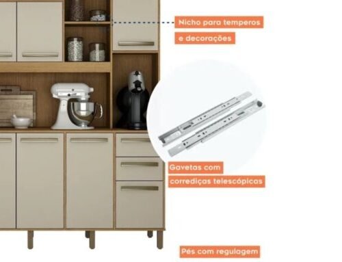 Alternative view of Armário Kit de Cozinha Petra 11 portas - Cinamomo/Off White