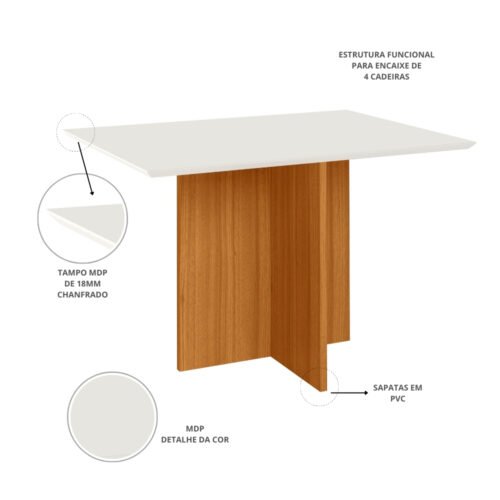 Alternative view of Mesa de Jantar Helo 1.60x0.80 -  Mel/Off White
