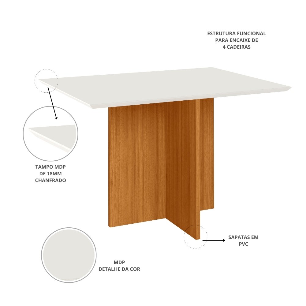 Mesa de Jantar Helo 1.60x0.80 - Mel/Off White - Imagem 2