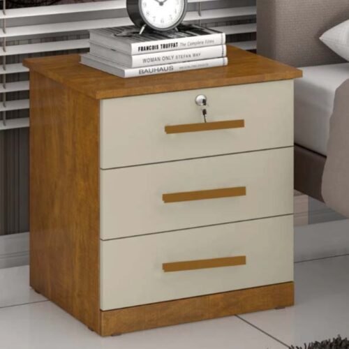 Mesa de cabeceira 3 gavetas Ref.: 011 - Cinamomo/Off white
