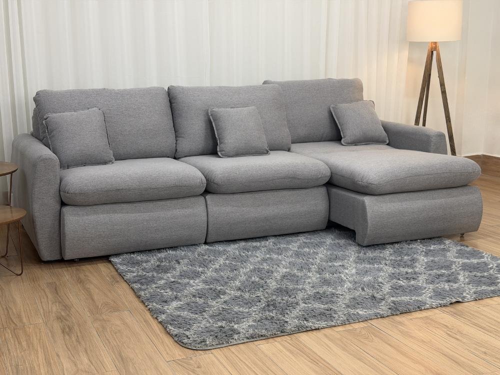 Sofá Cama Retrátil Reclinável Amaranto 2.70m 3 Módulos 80 - Cinza Linho - Imagem 2