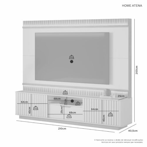Alternative view of Home Atena 2,10m 85" - Off White/Cinamomo