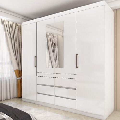 Guarda Roupa Império 4 Portas 6 Gavetas c/esp - Branco