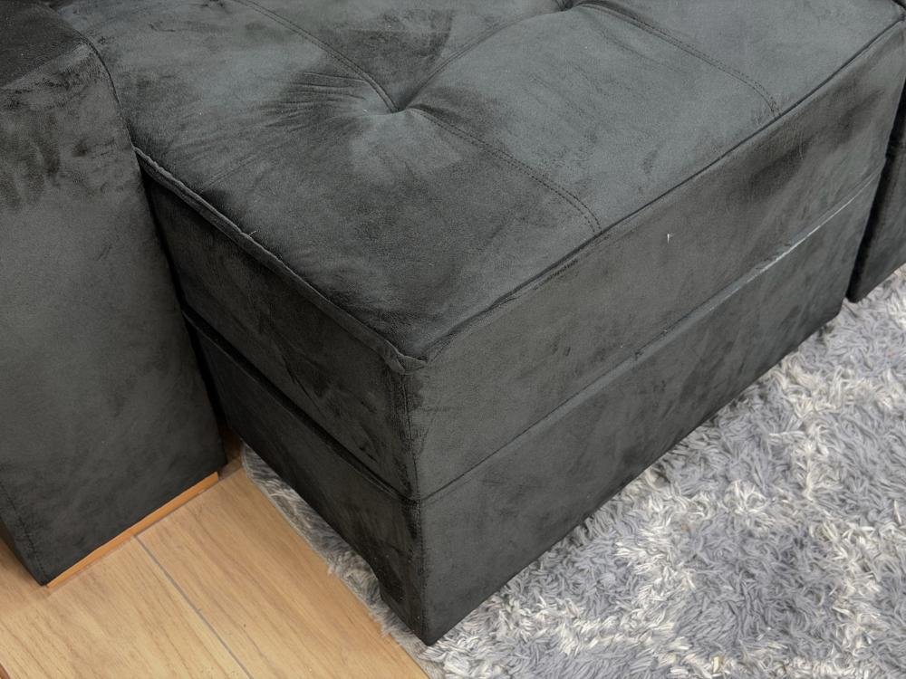 Sofá Retrátil Reclinável Junior 3 Módulos 2.45m - Preto Veludo - Imagem 9