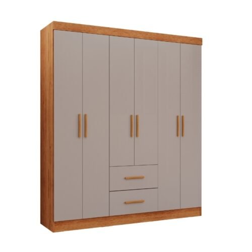 Alternative view of Guarda-Roupa Estrela 6 portas - Cinamomo/Off White