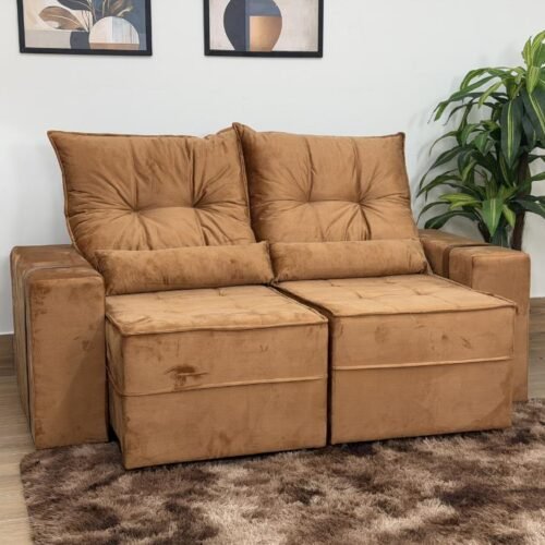 Sofá Retrátil Reclinável Junior 1.80m - Terracota Veludo