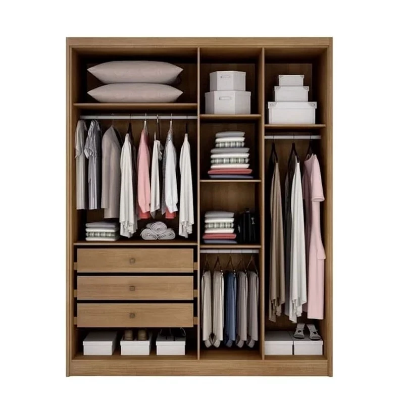 Modulado Casal Cumaru/Fendi Fosco 1 Roupeiro Moderni 4 Pts + 1 Criado Rizon + 1 Aéreo 3 portas Rizon - Imagem 7