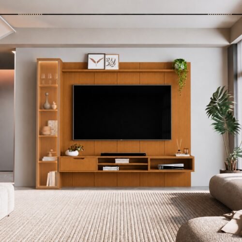 Torre Modular + Painel Plus + Nicho Tucumã 2.30m 75" - Nature