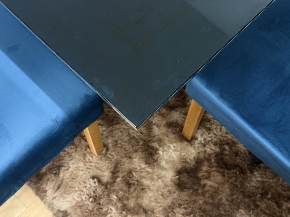 Mesa de Jantar Helo 1.20x0.90 Com 4 Cadeiras Jasmim - Freijó/Preto/Azul Veludo - Imagem 3