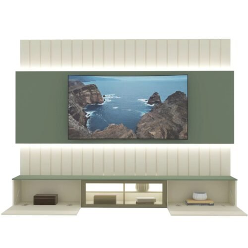 Alternative view of Home Suspenso Soberano Reflecta Ripado c/Led - Off White/Verde