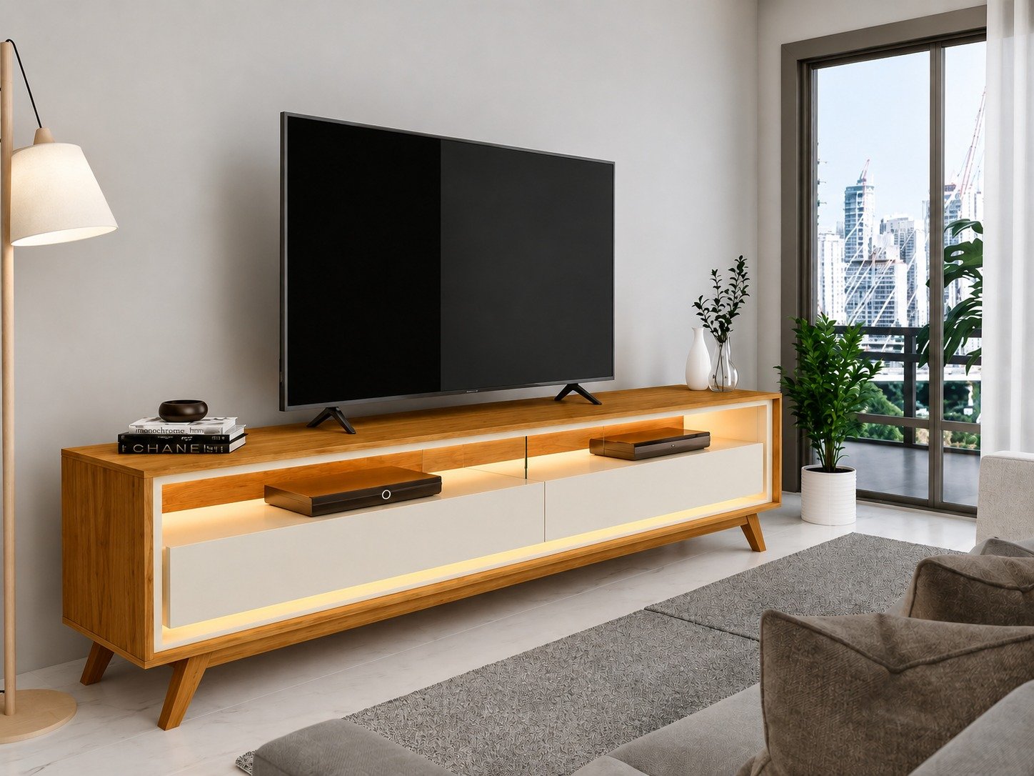 Rack Requinte 55" 1.72m- Naturale/Off White