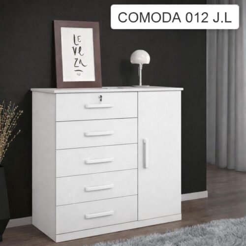 Cômoda 5 gavetas 1 porta Ref.: 012 - Branco
