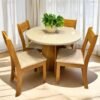 Mesa de Jantar Flipp Circular 0.90 Com 4 Cadeiras Brisa - Mel Blonde/Off white/Pastel
