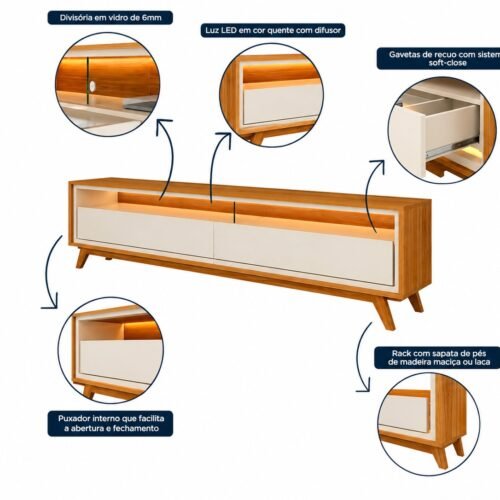Alternative view of Rack Requinte 55" 1.72m- Naturale/Off White