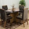 Mesa de Jantar Helo 1.20x0.90 Com 4 Cadeiras Jasmim - Freijó/Preto/Marrom Veludo
