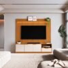 Bancada Tucumã + Painel Slim c/Prateleira e Led 1.80m 55" - Nature/Off White
