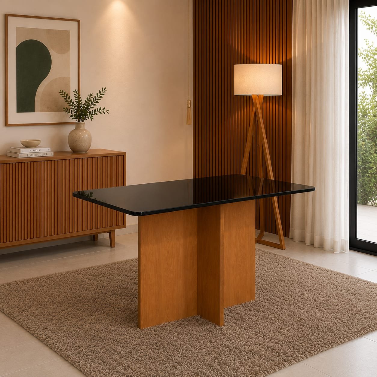 Mesa de Jantar Moscou 1.20x0.80 - Cinamomo/Preto