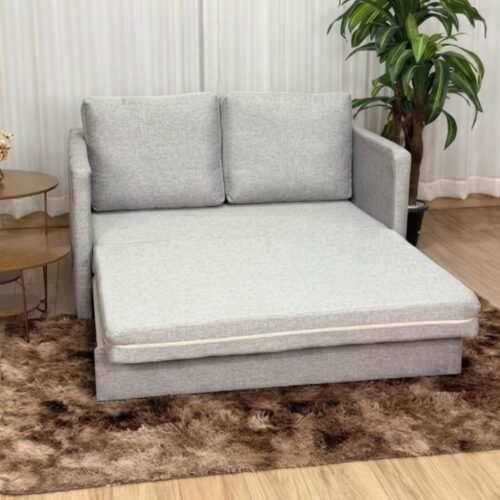 Alternative view of Sofa Cama Dominic 1.40m - Cinza Linho/Marrom Courino