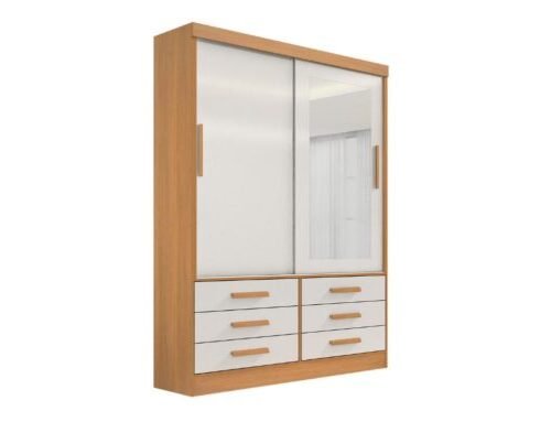 Guarda-Roupa Meridian 2 portas e 6 gavetas - Cinamomo/Off White