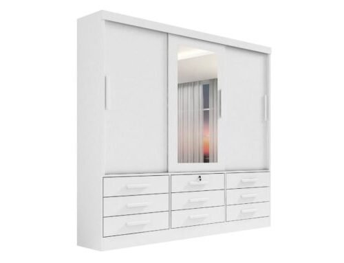 Guarda-Roupa Meridian 3 portas e 9 gavetas - Branco