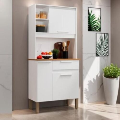 Armário Kit de Cozinha Lia 3 Portas 1 Gavetas - Branco
